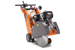 Stump grinder with orange and gray color scheme on a white background