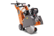 Stump grinder with orange and gray color scheme on a white background
