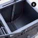Metal storage box with open lid, showing 'Marathon' branding, on a light background.