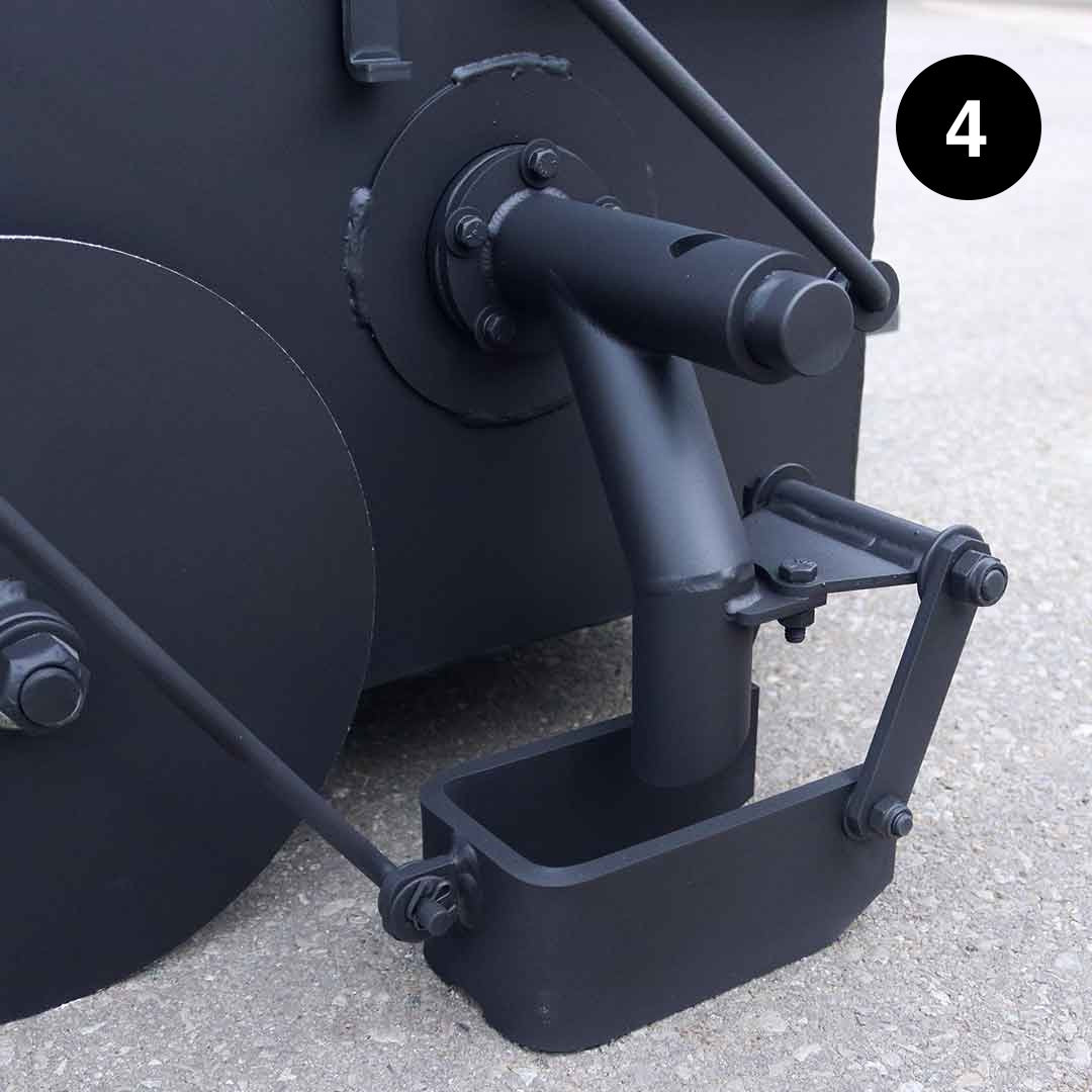 Close-up of a black mechanical component on kettle